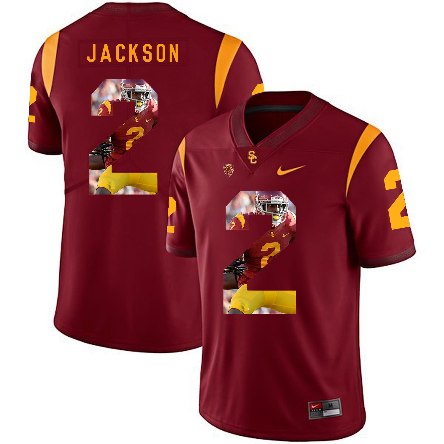 Men USC Trojans 2 Jackson Red Fashion Edition Customized NCAA Jerseys